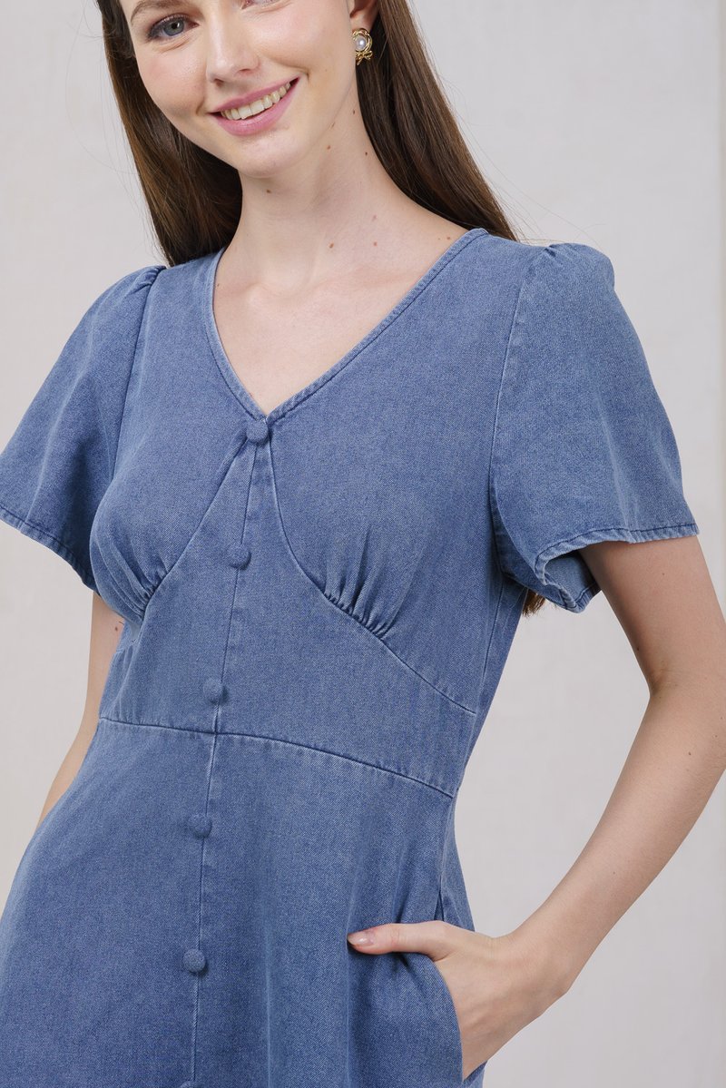 Rio Denim Empire Ruffles Dress (XS)
