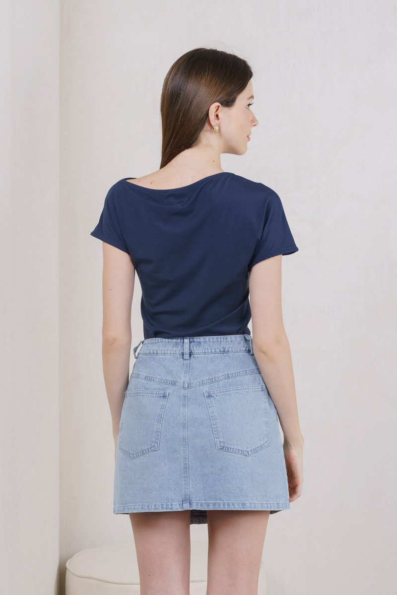 Odette Draped Top In Navy