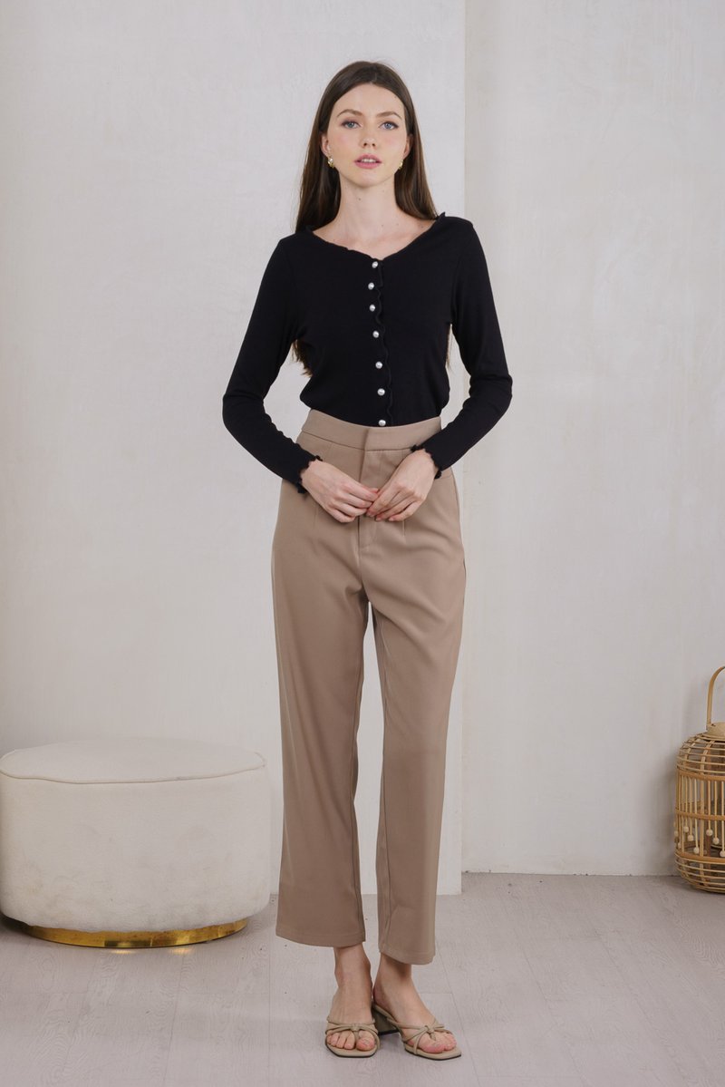Nadine Pearl Button Knit Cardigan In Black (XS)