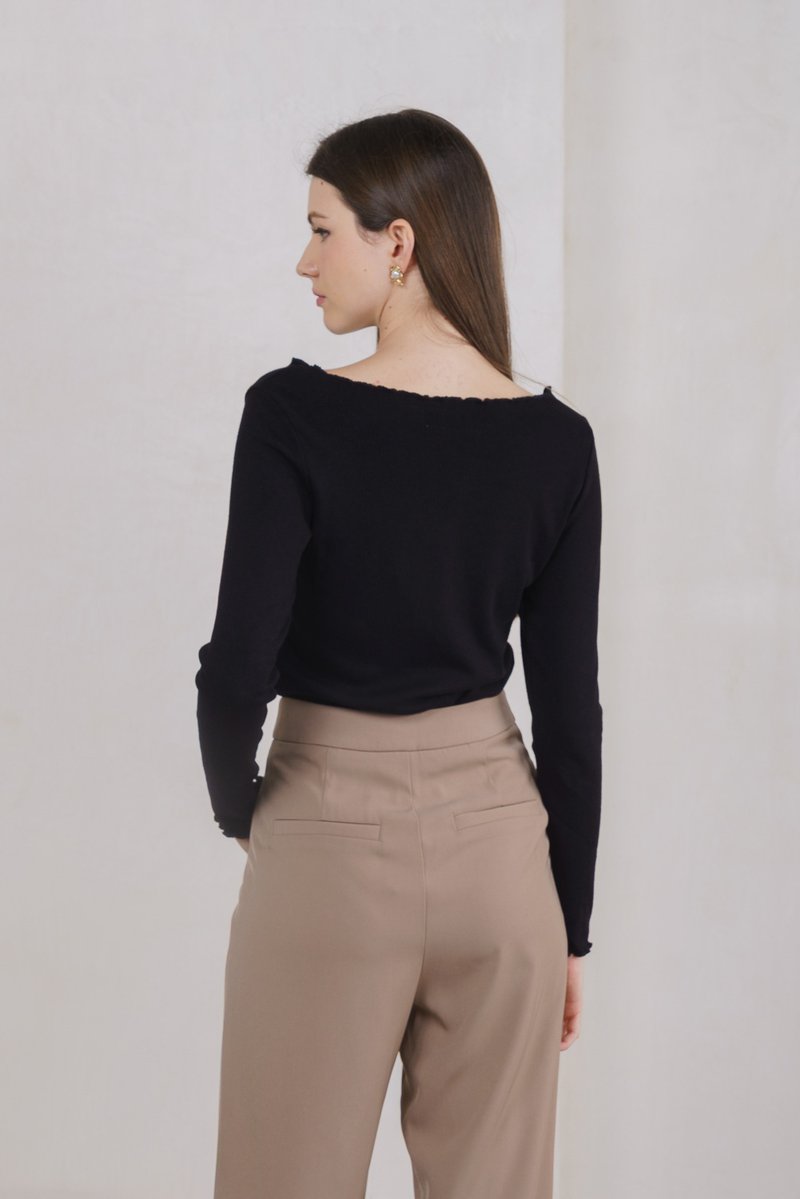 Nadine Pearl Button Knit Cardigan In Black (XS)