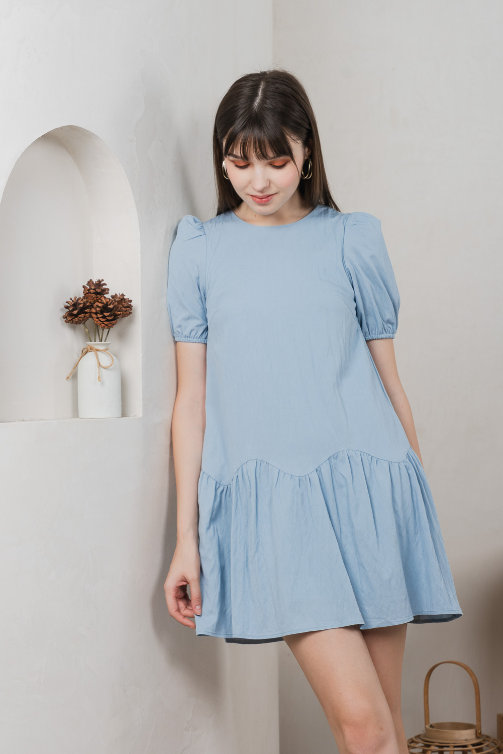 Genie Tencel Dropwaist Dress In Blue (XXL)