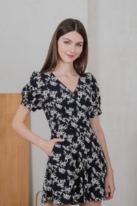 Muse Garden Prints Romper In Black