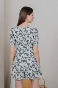 Muse Garden Prints Romper In Light Mint