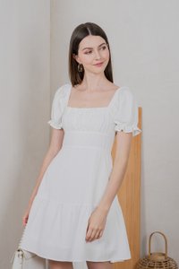 Westin Ruched Dropwaist Dress In White