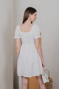 Westin Ruched Dropwaist Dress In White