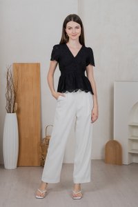 Elsie Eyelet Empire Top In Black (XS)