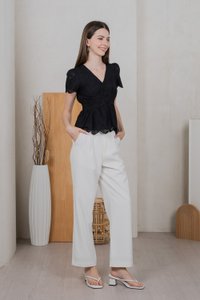 Elsie Eyelet Empire Top In Black (XS)