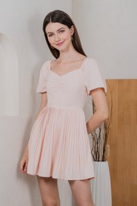 Poise Sweetheart Pleated Dress Romper In Blush