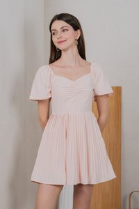 Poise Sweetheart Pleated Dress Romper In Blush