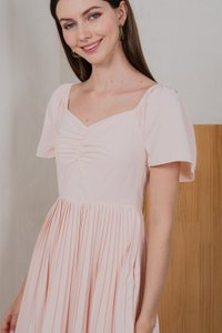 Poise Sweetheart Pleated Dress Romper In Blush