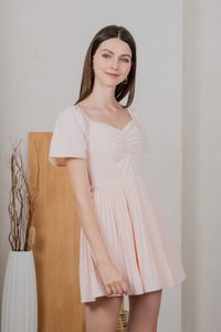 Poise Sweetheart Pleated Dress Romper In Blush