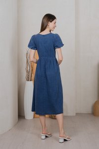 Embrace Denim Ribbon Midi Dress in Mid Wash