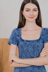 Glint Denim Panelled Dress in Acid Wash (XS)