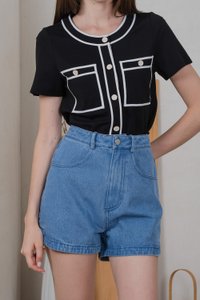 Sylph Denim High Waist Short in Mid Wash