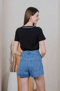 Sylph Denim High Waist Short in Mid Wash