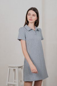 Helen Heart Button Polo Dress In Grey (XS)