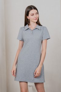 Helen Heart Button Polo Dress In Grey (XS)