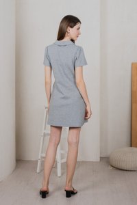 Helen Heart Button Polo Dress In Grey (XS)