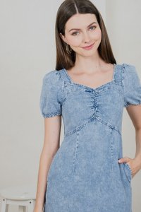 Terra Denim Sweetheart Dress In Acid Wash