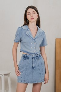 Circe Denim Panelled Skort In Light Wash (XS)