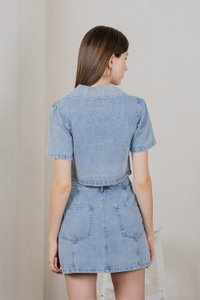 Circe Denim Panelled Skort In Light Wash (XS)