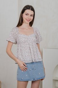 Breya Floral Babydoll Top In White