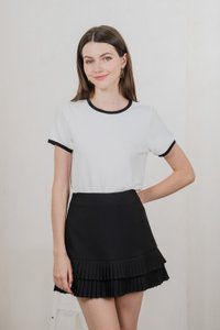 Astrid Basic Knit Contrast Top In White
