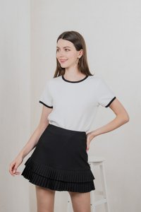Astrid Basic Knit Contrast Top In White