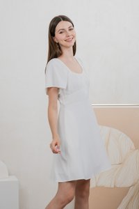 Aunika Ruched Empire Dress In White