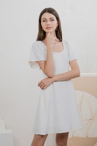 Aunika Ruched Empire Dress In White