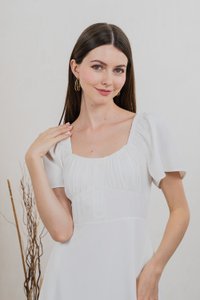 Aunika Ruched Empire Dress In White