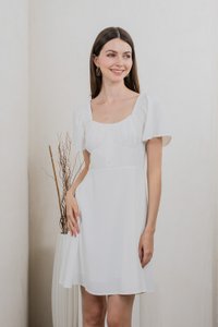 Aunika Ruched Empire Dress In White