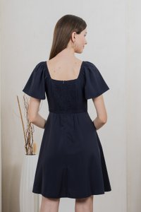 Aunika Ruched Empire Dress In Navy