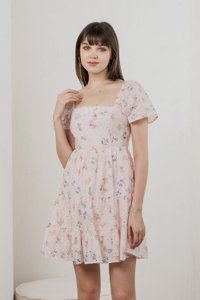 Julie Floral Eyelet Ribbon Dress In Pink (XS)