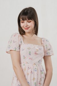 Julie Floral Eyelet Ribbon Dress In Pink (XS)