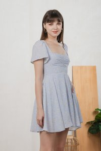 Amor Floral Sweetheart Dress Romper In Ice Blue (XS)