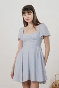 Amor Floral Sweetheart Dress Romper In Ice Blue (XS)