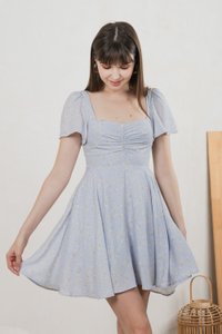 Amor Floral Sweetheart Dress Romper In Ice Blue (XS)