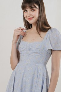 Amor Floral Sweetheart Dress Romper In Ice Blue (XS)