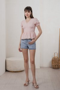 Everest Eyelet Broderie Empire Top In Pink (XS)