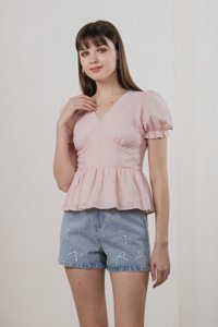 Everest Eyelet Broderie Empire Top In Pink (XS)