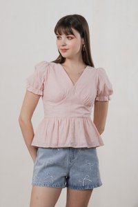 Everest Eyelet Broderie Empire Top In Pink (XS)
