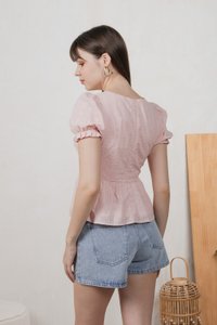 Everest Eyelet Broderie Empire Top In Pink (XS)