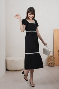 Vanilla Contrast Maxi Dress In Black