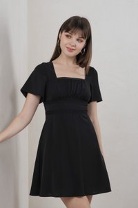 Calantha Ruched Crochet Dress In Black (XS)