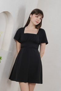 Calantha Ruched Crochet Dress In Black (XS)
