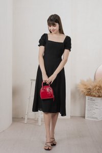 Montana Textured Midi Dress In Black