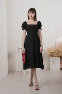 Montana Textured Midi Dress In Black