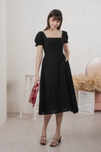 Montana Textured Midi Dress In Black