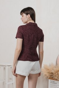 Centia Tweed Blazer Top In Wine